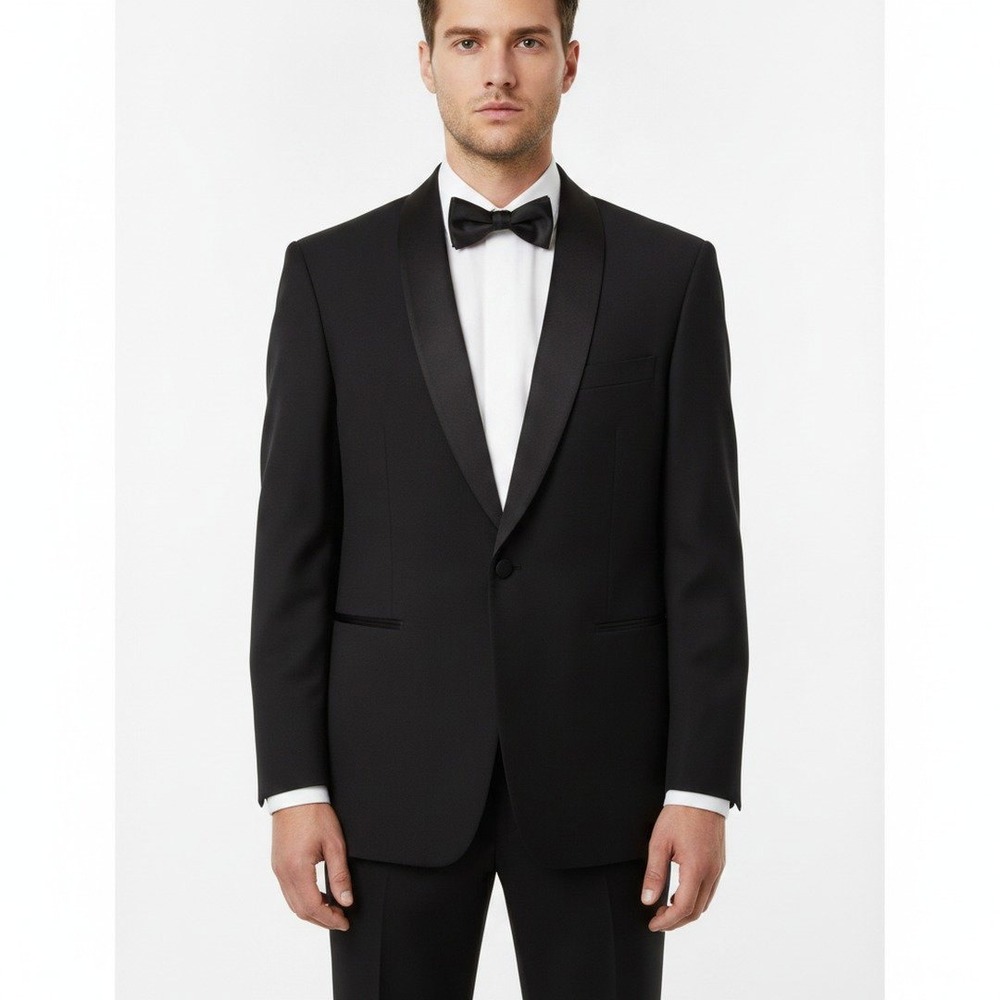 Cricketeer Tuxedo Jacket Mens 48R Black Wool Peak Lapel Vintage Single‎ Button